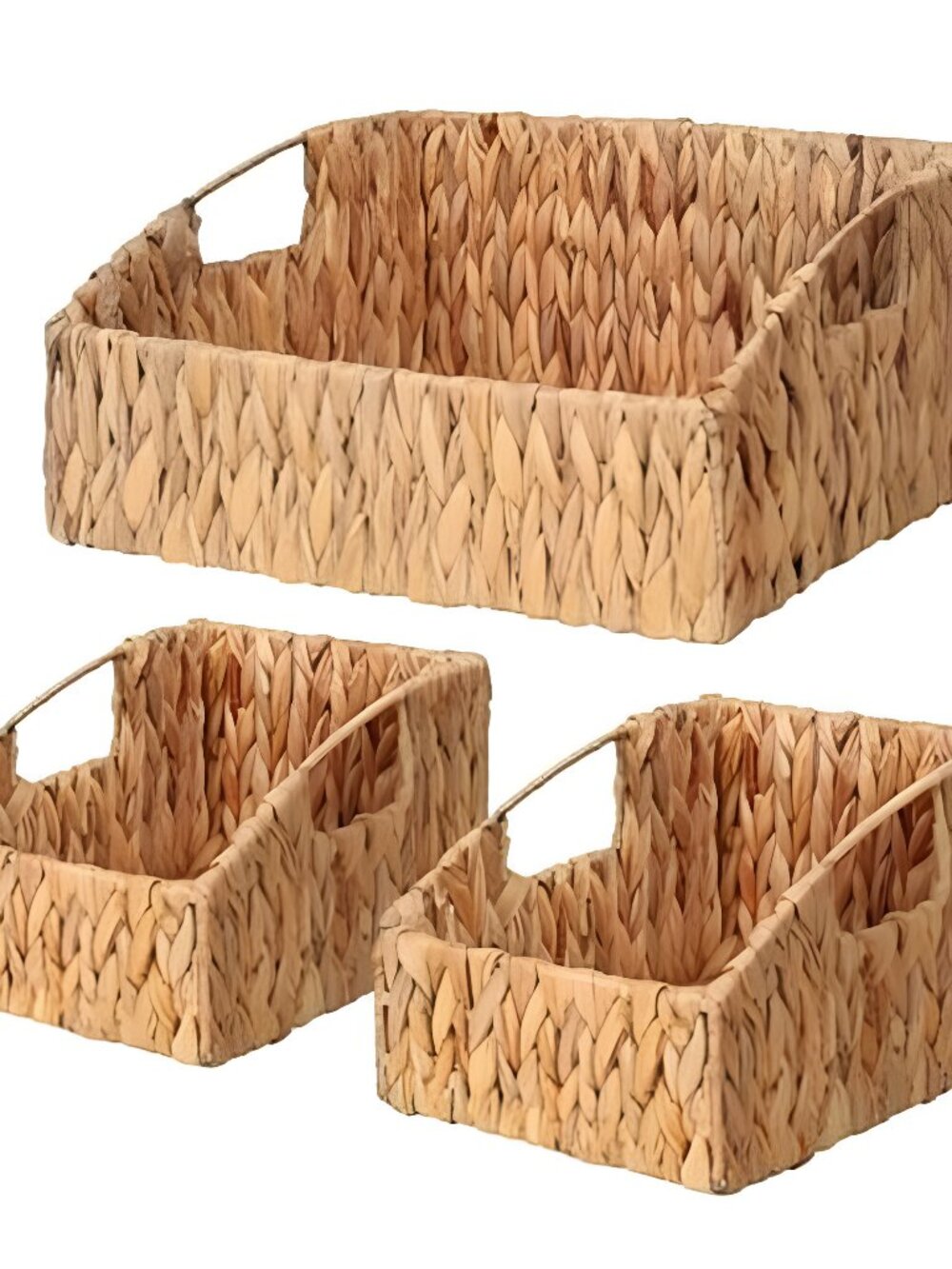 Rattan Storage Baskets, Handwoven Wicker Storage Bins with Built-in Handles